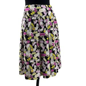 Liz Claiborne Womens 16 "Purse Galore" Pleated Cotton‎ A-Line Midi Skirt